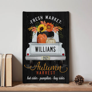 Autumn Harvest White Truck Canvas