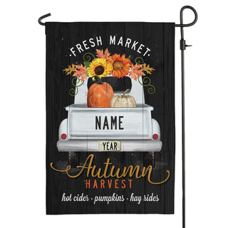 Autumn Harvest White Truck Garden Flag