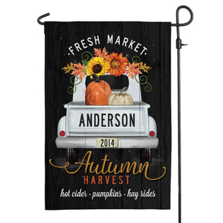 Autumn Harvest White Truck Garden Flag