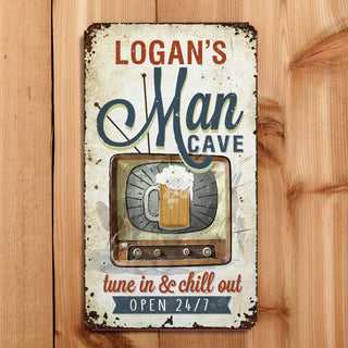 Man Cave TV And Beer Metal Sign