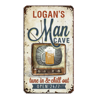 Man Cave TV And Beer Metal Sign