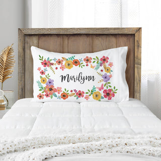 Floral Script Name Pillowcase