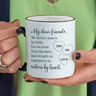 My Dear Friends Black Handle Coffee Mug With Three Names - 11 oz.