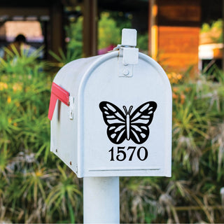 Butterfly House Number Black Mailbox Vinyl Decal