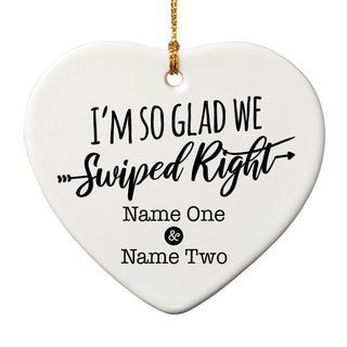 Swiped Right Personalized Ceramic Heart Ornament
