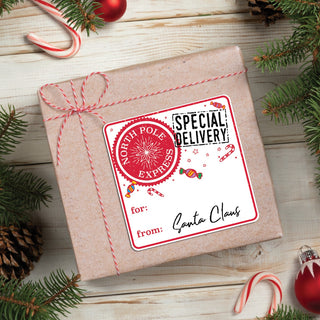 North Pole Air Gift Sticker - Set of 12