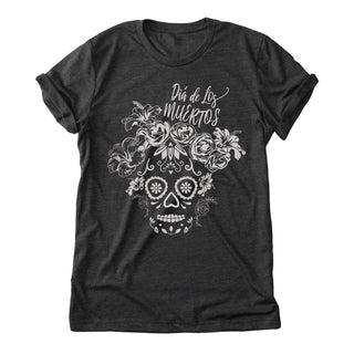 Dia De Los Muertos Sugar Skull Unisex Grey T-Shirt