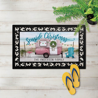 Seaside Christmas Camper Insert and Ornate Rubber Doormat Frame