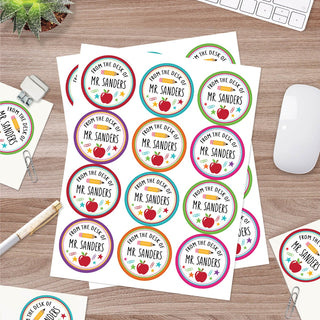 From The Desk Of Teacher Round Sticker - Set of 48