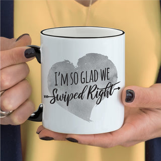 Swiped Right Personalized Black Handle Coffee Mug - 11 oz.