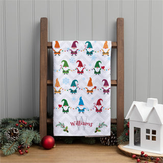 Gnome Pattern Personalized Waffle Tea Towel  