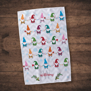 Gnome Pattern Personalized Waffle Tea Towel