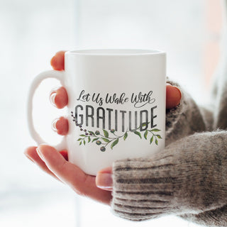 Wake with Gratitude Personalized White Coffee Mug - 11 oz.