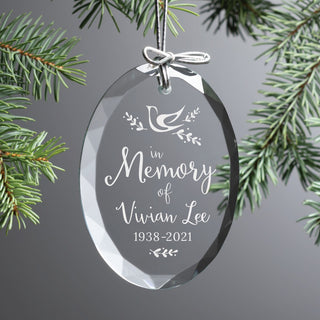 In Memory of  Oval Crystal Cut Glass Ornament 