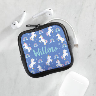 Unicorns and Rainbows Personalized Square Pouch