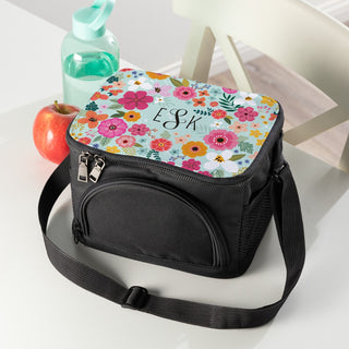 Floral Monogram  Lunch Bag with Shoulder Strap