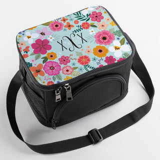 Floral Monogram  Lunch Bag with Shoulder Strap