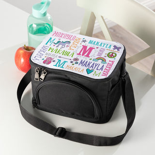 Name & Initial Pastel Lunch Bag with Shoulder Strap