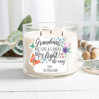 Grandmas Light The Way Personalized 3 Wick Candle