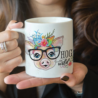Hog Wild Piggy Personalized White Coffee Mug - 11 oz.