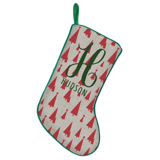 Vintage Trees Initial Green Trim Stocking