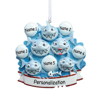 Shark Family of 5 Personalized Ornament