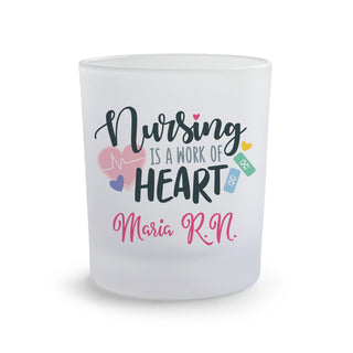 Nursing is a Work of Heart Frosted Glass Pencil Holder