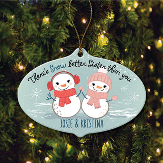 Snow Better Sister Personalized Ceramic Oval Ornament 