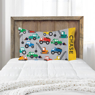 Trucks At Work Personalized Pillowcase