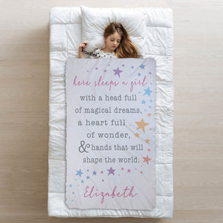 Here Sleeps A Girl Personalized Fuzzy Throw Blanket