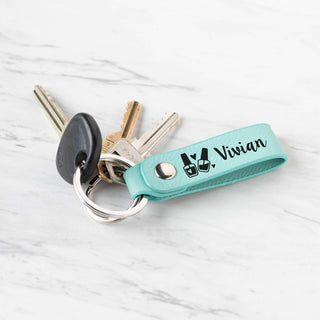 Leatherette Manicurist Icon Key Ring Aqua