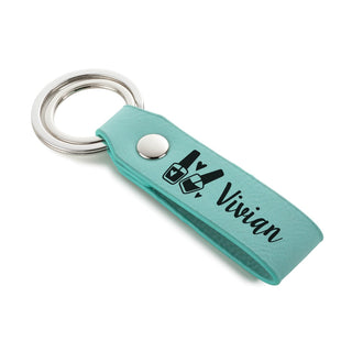 Manicurist Nail Polish Icon Aqua Leatherette Key Ring