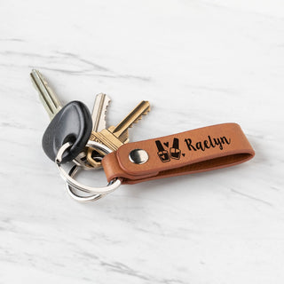 Leatherette Manicurist Icon Key Ring Camel