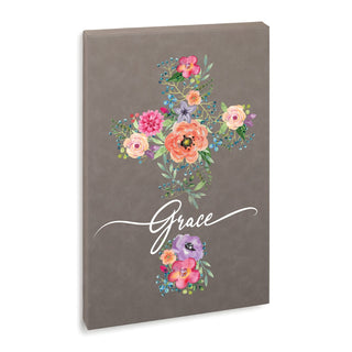 Floral Cross Grace 12x18 Leatherette Canvas