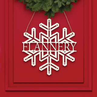 Family Name Snowflake Wood Door Hanging