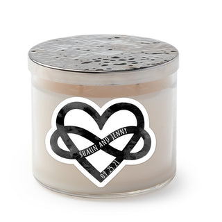 Love Infinity Heart Personalized 3 Wick Candle