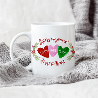 Three Sisters Heart to Heart Christmas White Coffee Mug - 11 oz.