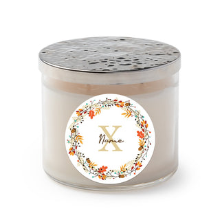 Fall Wreath Personalized 3 Wick Candle