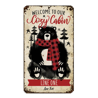 Welcome To Our Cozy Cabin Personalized Metal Sign