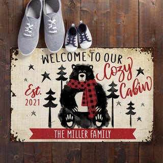 Welcome To Our Cozy Cabin Personalized Standard Doormat 