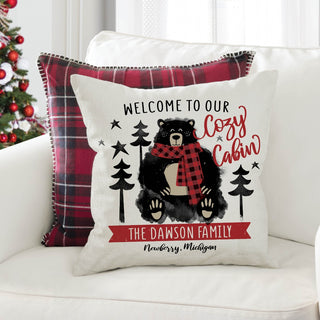 Welcome To Our Cozy Cabin Personalized 17" Throw Pillow