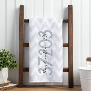 Zip Code Personalized Waffle Tea Towel