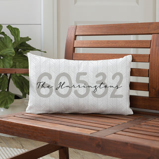 Zip Code Personalized Lumbar Throw Pillow