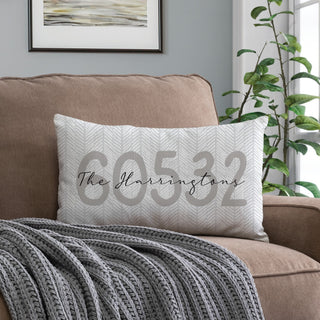 Zip Code Personalized Lumbar Throw Pillow