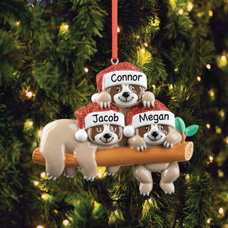 Sloth Family of 3 Personalized Ornament