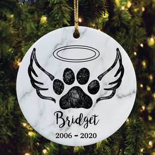 Angel Dog Memorial Ceramic Ornament