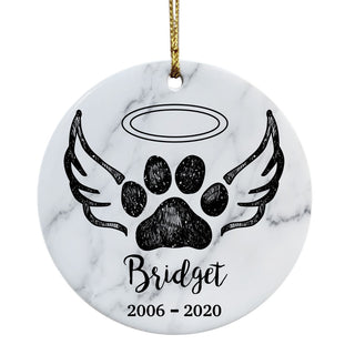 Angel Dog Memorial Ceramic Ornament