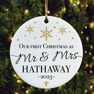 First Christmas as Mr. & Mrs. Ceramic Ornament