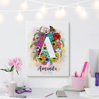 Floral Butterfly Personalized 11x14 Canvas