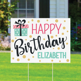 Happy Birthday Present Personalized Yard Sign